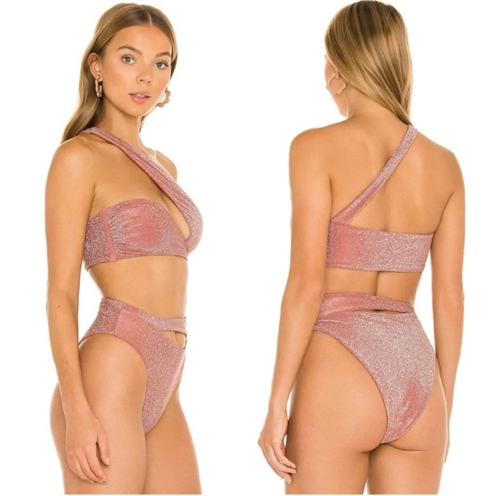 Revolve x LOVEWAVE SWIM The Dunja Bikini Set In Metallic Dusty Rose - Picture 2 of 2